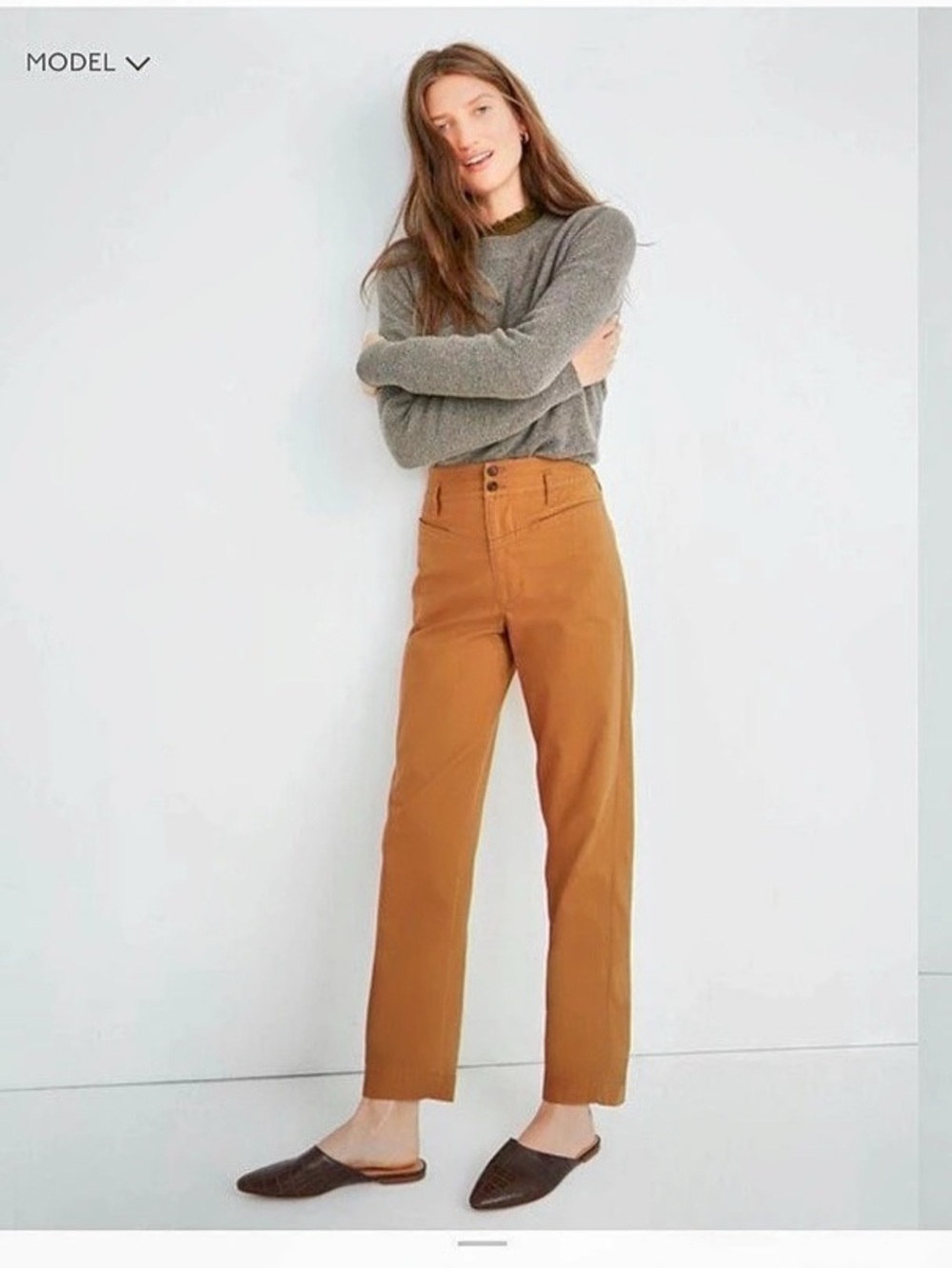 Madewell Tapered Pants: Pieced Yoke Edition Brown Waist 24